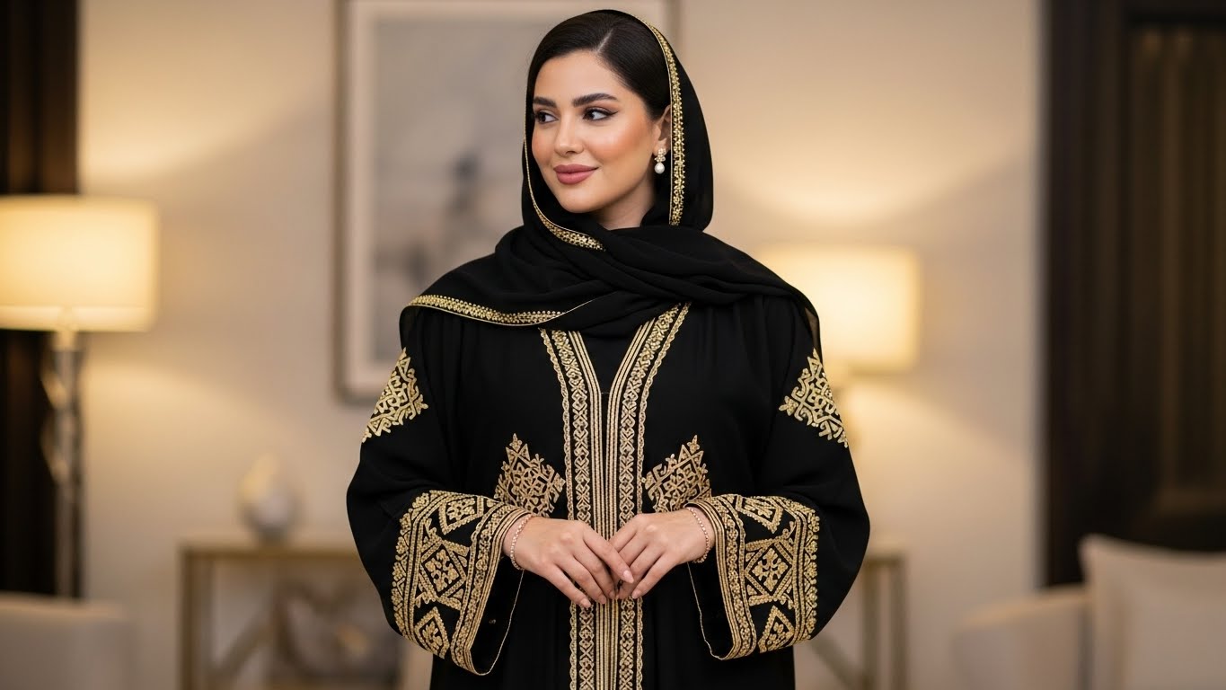Black Abaya with Gold Embroidery