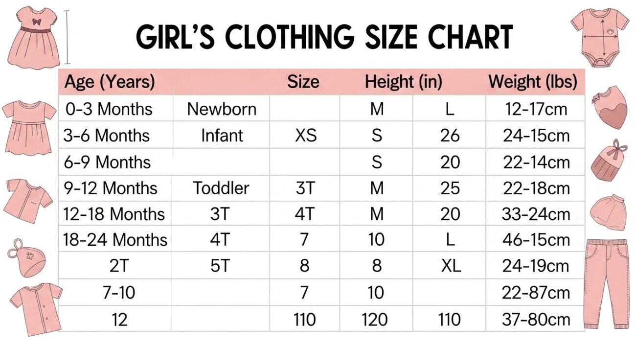 Girl Clothing Size Chart by Age