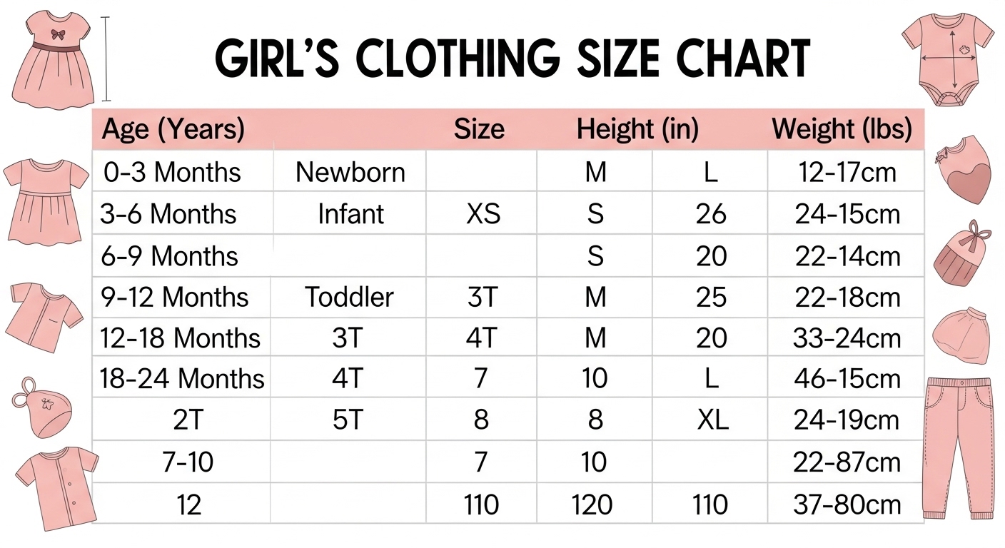 Girl Clothing Size Chart by Age